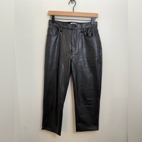 Abercrombie & Fitch Ankle Straight Ultra High Rise Vegan Leather Pants Size 4xs - Picture 4 of 10